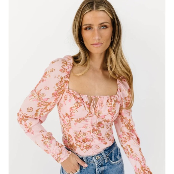 SOLD - Free People Pink Floral Blouse - Picture 2 of 7
